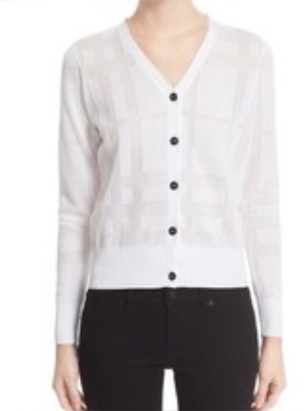 Burberry authentic lightweight White Women's V-Neck Button Cardigan